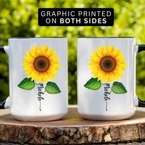 Sunflower Mug, Personalized Sunflower Gifts, Sunflower Coffee Mug, Sunflower Coffee Cup, Sunflower Gifts for Her, Sunflower Gifts for Women image 6