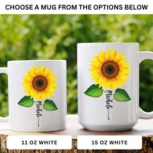 Sunflower Mug, Personalized Sunflower Gifts, Sunflower Coffee Mug, Sunflower Coffee Cup, Sunflower Gifts for Her, Sunflower Gifts for Women image 2