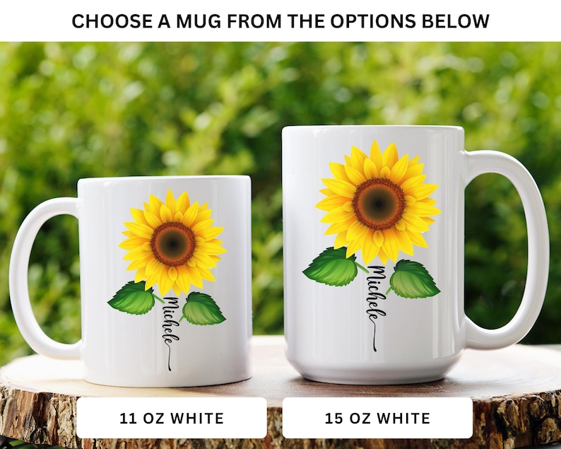 Sunflower Mug, Personalized Sunflower Gifts, Sunflower Coffee Mug, Sunflower Coffee Cup, Sunflower Gifts for Her, Sunflower Gifts for Women image 2