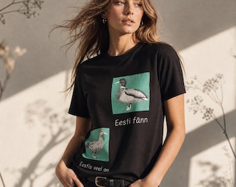 Black Duck Graphic T-Shirt, Organic Cotton, Relaxed Fit, Estonian Design