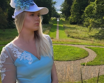Floral Baseball Cap, White Hat with Statement Flowers, Artistic Headwear, Elegant Unique Accessory