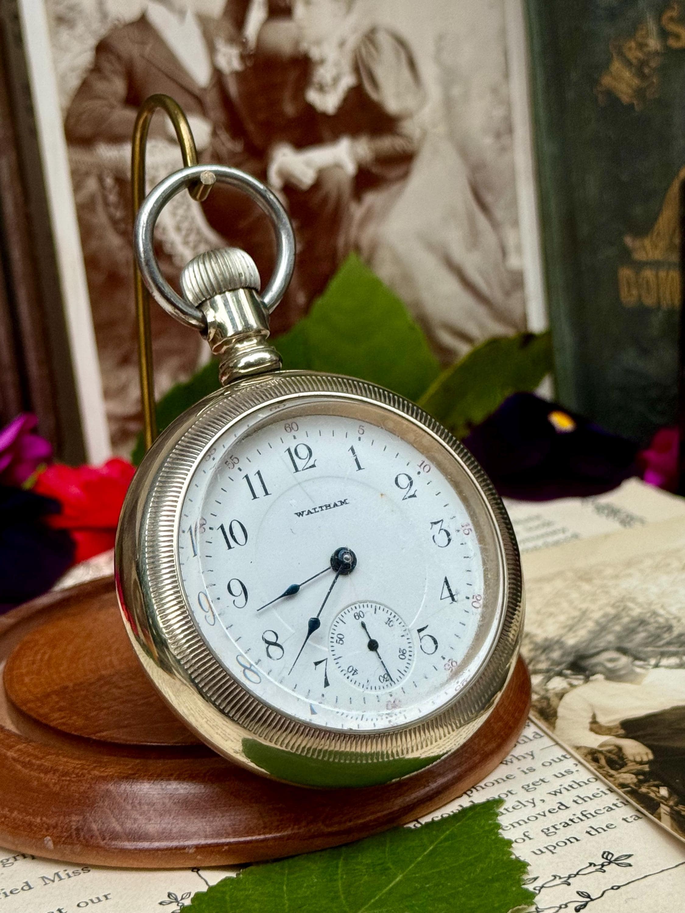 1900s 1908 Silver Waltham Pocket Watch 18s 17 Jewels 1800s 1900s  Victorian Edwarian Time Piece 60 Minute Read-Out LARGE WORKS