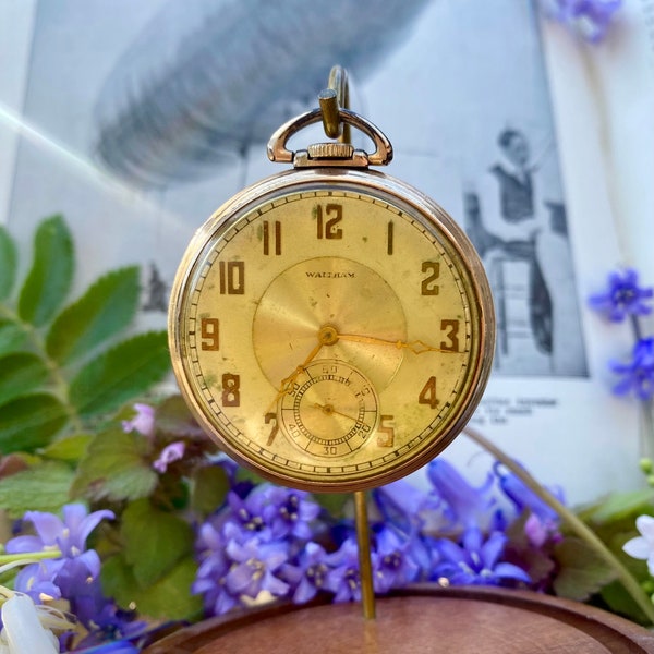 1910s 1920s Waltham Pocket Watch / Victorian Art Deco / Gold Filled / Great Condition / Non-working