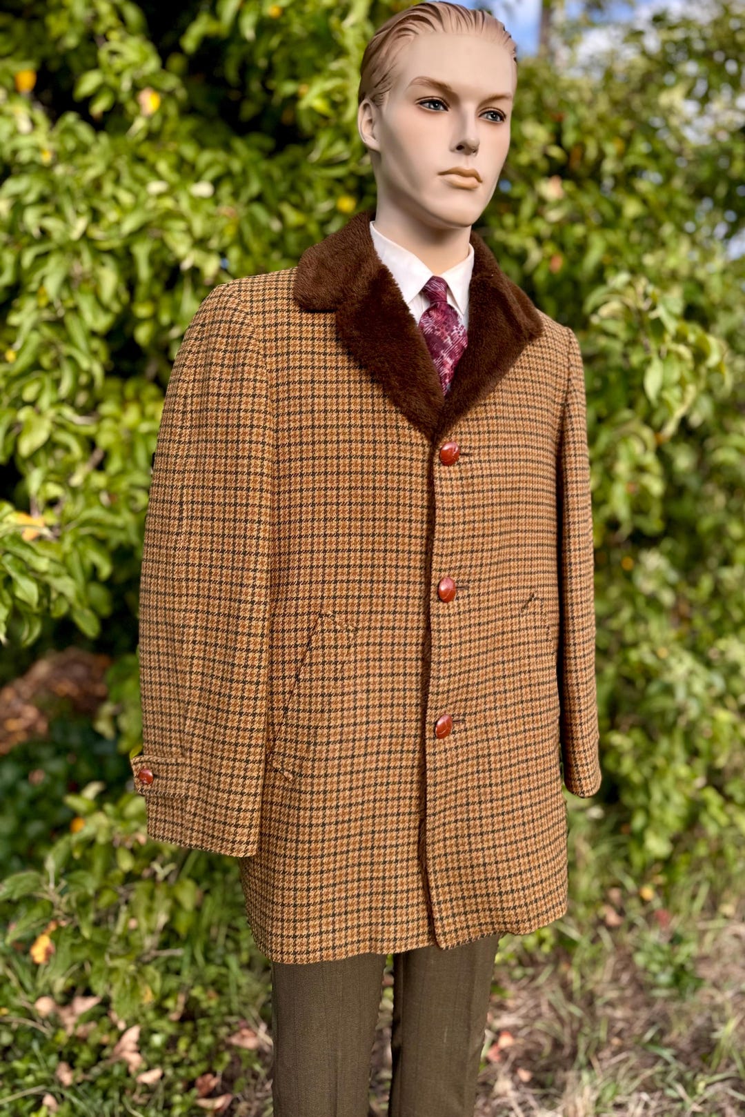 ~50s Fink's WOOL CHESTER COAT ヴィンテージ ビンテージ ウール チェスターコート PLAID チェック柄 アメトラ トラッド TRAD 40s 50s Wool Princess Coat | S-M - Lucky Vintage