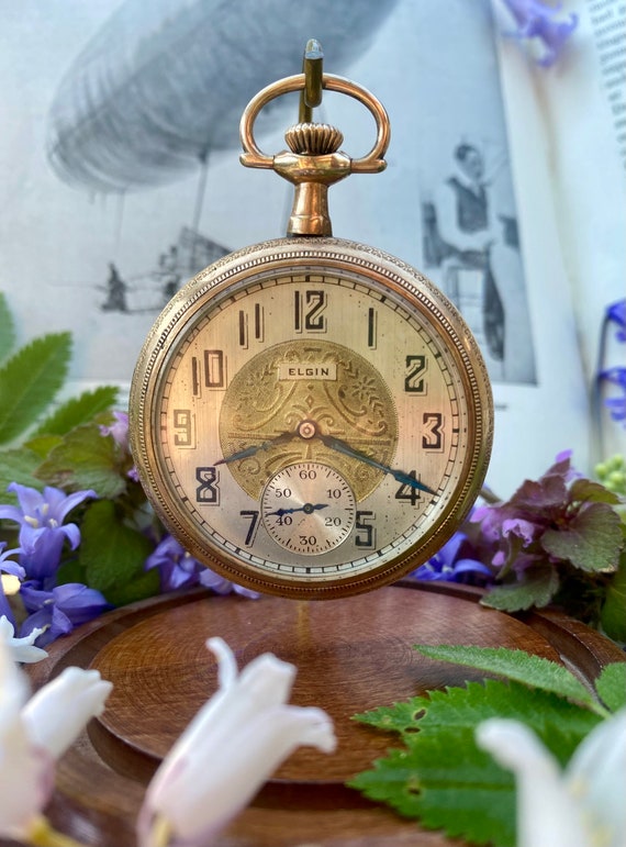 1930s 1933 Elgin Pocket Watch / Victorian Art Deco