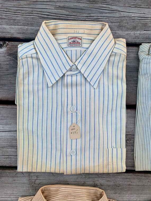 1930s 1940s NOS Dress Shirts / Classic Cotton Spread Collar / New 
