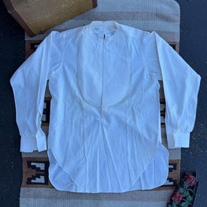 white collarless dress shirt Men's with buttons as well Linen Shirt Collarless