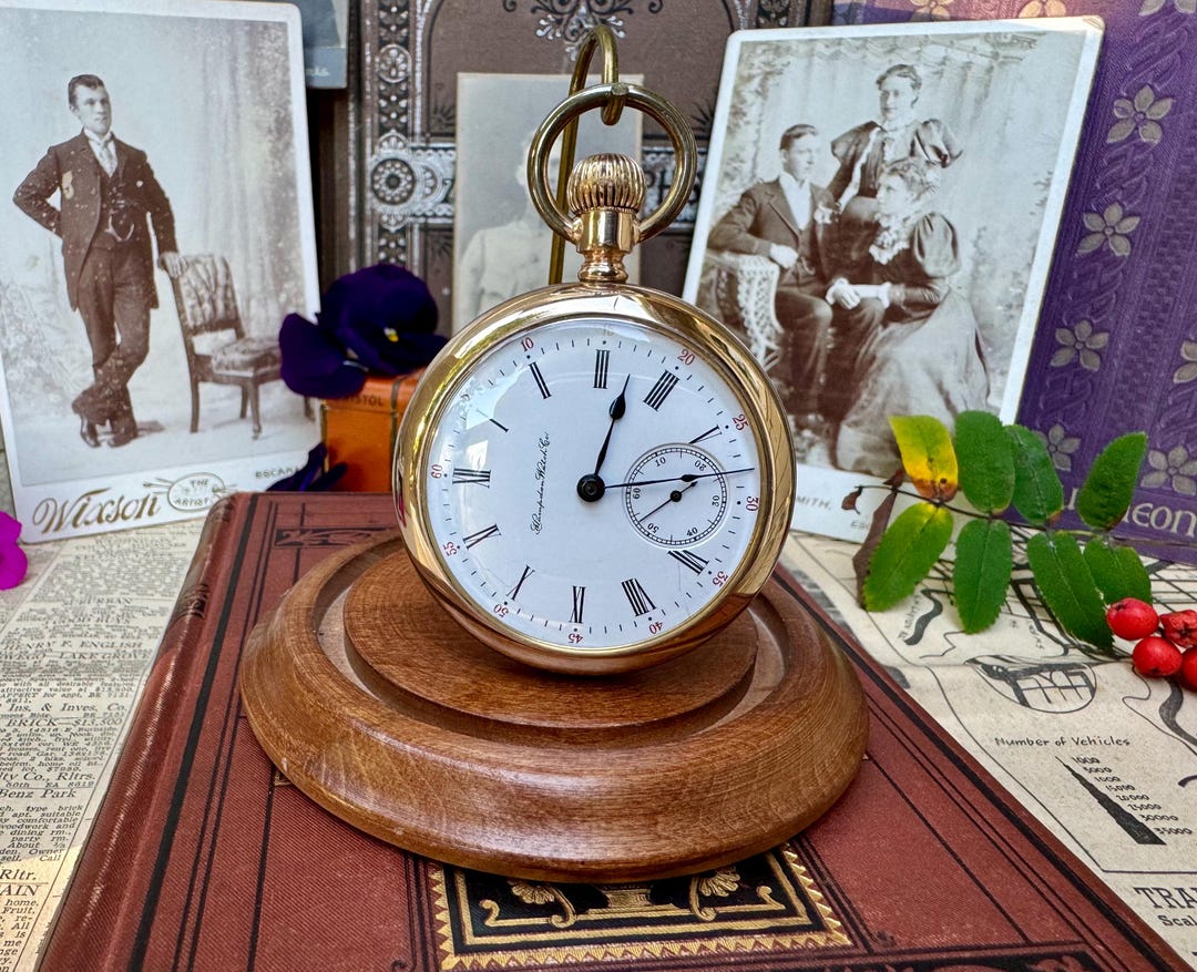 1900s Gold Filled Hampden Pocket Watch Roman Numerals Dated