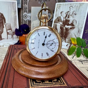 1900s Gold Filled Hampden Pocket Watch / Roman Numerals / Dated 1900 / True 1800s Victorian Time Piece / Size 18s - 15 Jewels / WORKS