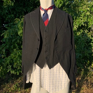 1900s 1920s Morning Suit / DATED 1918 / Formal Morning Suit with vest Slips / EdwardianVictorian Fashion / Wedding Black Tie / Size M 40
