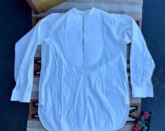 1900s Edwardian Shirt / Collarless / Antique Menswear / With Cufflinks / Size 15.5”