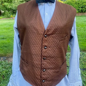 1910s 1920s Suit Odd Vest / Art Deco Victorian / Abstract Fabric / Glass Beads / Vintage Antique Classic Menswear / Waistcoat / Size M L