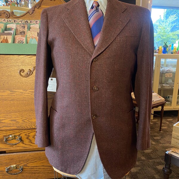 1940s DATED 1943 Flecked Suit Jacket / Tweed Donegal / Sport Jacket / Single Breasted / Art Deco Antique WW2 Fashion / fit Size 38