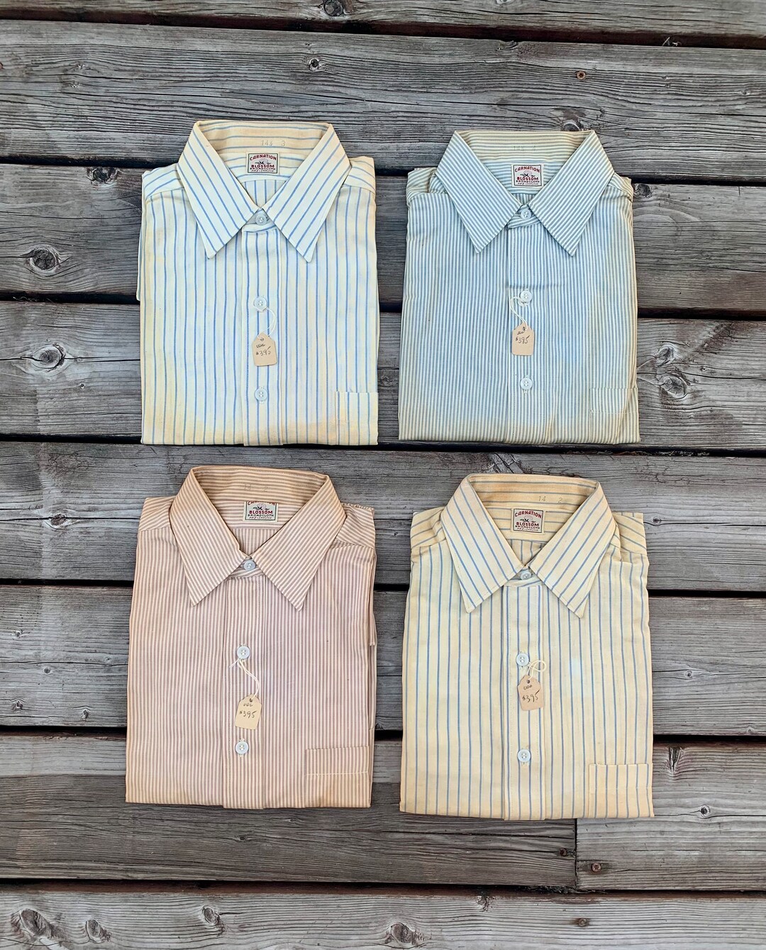 1930s 1940s NOS Dress Shirts / Classic Cotton Spread Collar / New 