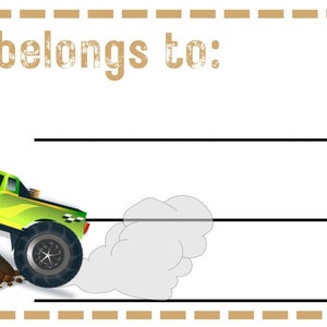 Monster Truck Name Tag
