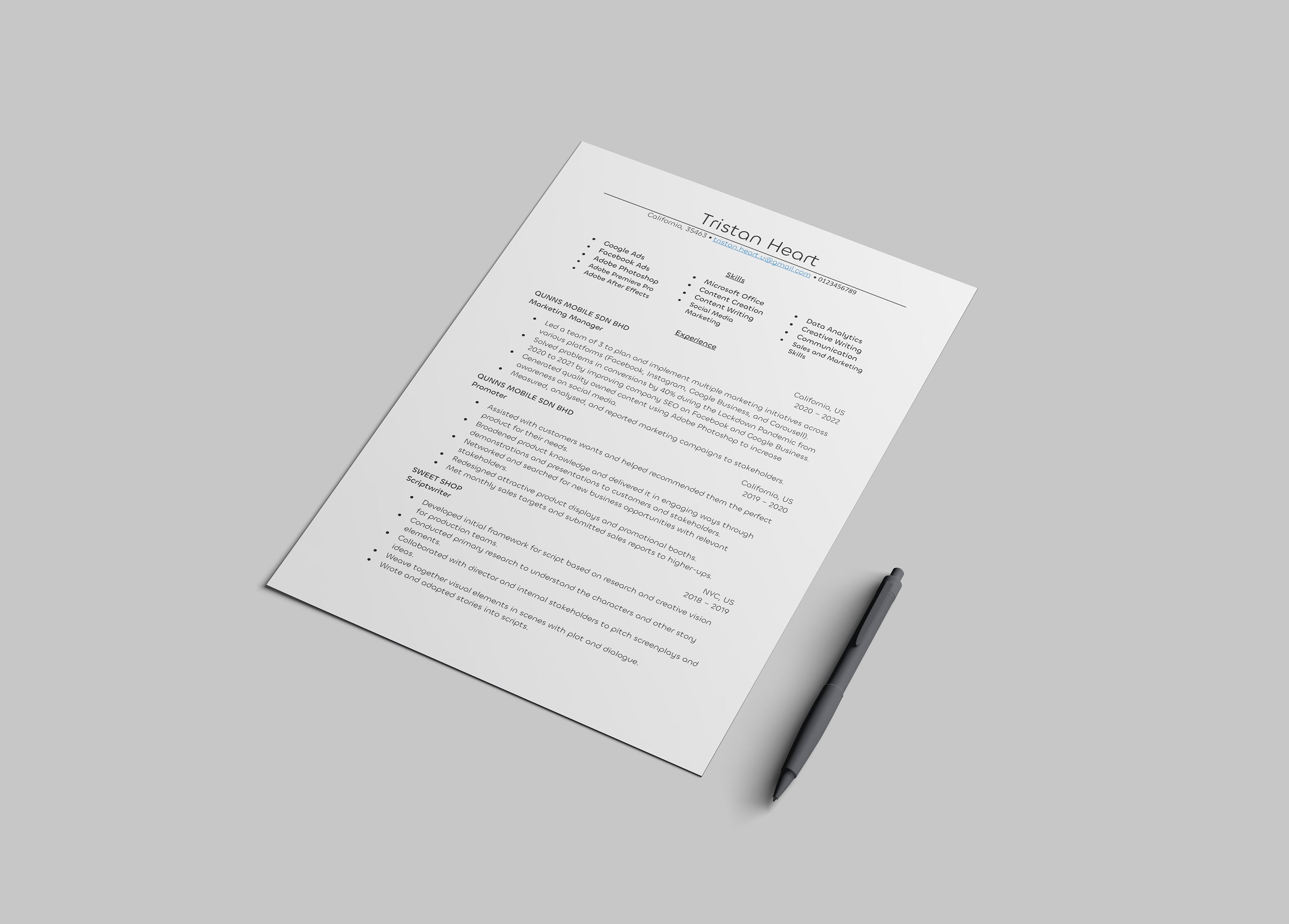 Resume template minimalist resume executive resume etsy