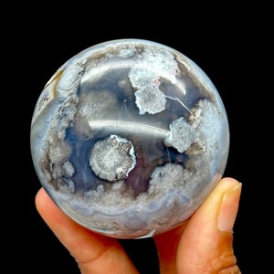 Black Flower Agate Crystal Sphere
