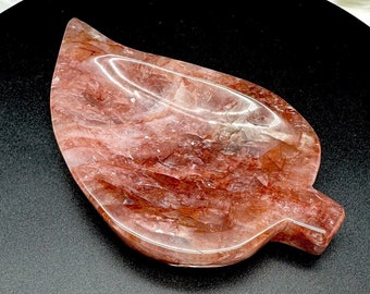 Fire Quartz Crystal Leaf Shaped Bowl