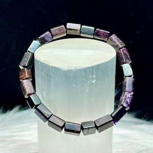 Sugilite Crystal Bracelet – Rectangular Pipe Beads, Stretchable Cord, Natural Healing Stone