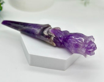 Amethyst Rose wand hand-carved from Bahia, Amethyst Root Generator Amethyst Wand, Amethyst Wand, amethyst scepter, Perfect gift