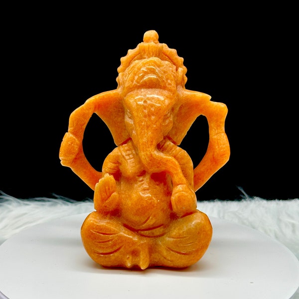 Orange Aventurine Carving of Ganesh - Lord Ganesha Idol in Crystals/Gemstone - Reiki/Chakra/Healing/Energy