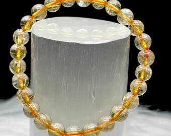 Gold Rutile Quartz Crystal Bracelet - 7.5mm Bead Size