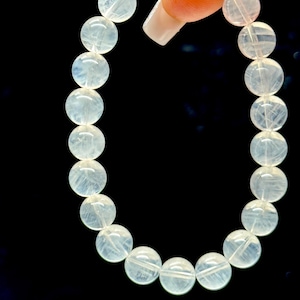 Bracelet rare en cristal de quartz bleu avec aiguille - Perles de 8 mm, inclusions bleues visibles, énergie puissante