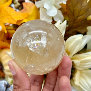 Natural Citrine Sphere with rainbow from brazil image 5