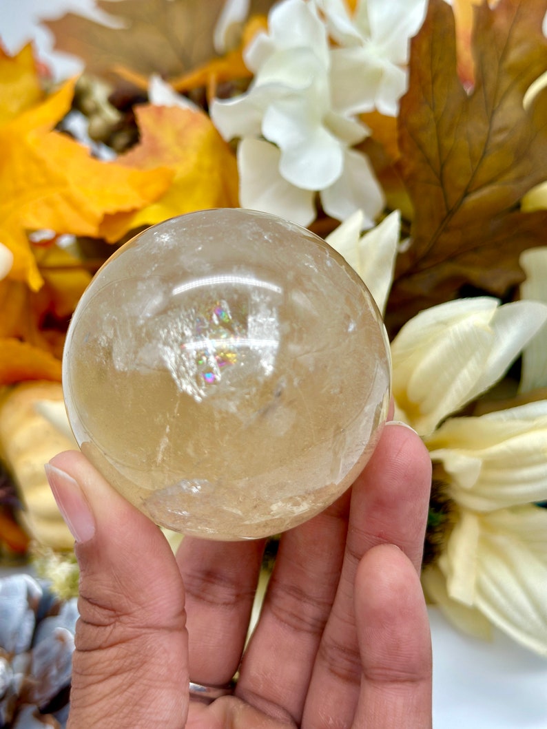 Natural Citrine Sphere with rainbow from brazil image 5