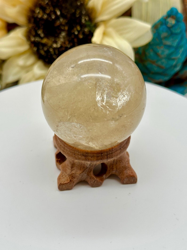 Natural Citrine Sphere with rainbow from brazil image 1