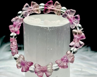Harmony Bow Bracelet – High-Quality Fluorite Crystal for Healing Energy