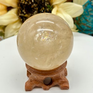 Natural Citrine Sphere with rainbow from brazil image 4