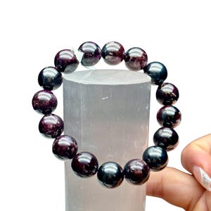 High-Quality Dark Purple Sugilite Bead Bracelet – 13mm Round Natural Gemstone Beads, Rare Crystal Bracelet