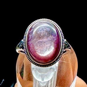 Gem Lepidolite/Purple Mica Crystal Ring in Sterling Silver - Adjustable Size | Metaphysical Jewelry