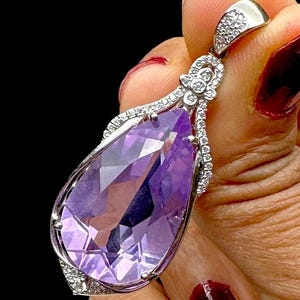 Gemstone Grade Lavender Amethyst Sterling Silver Pendant - Handcrafted Healing Crystal Jewelry