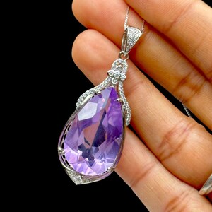 Gemstone Grade Lavender Amethyst Sterling Silver Pendant - Handcrafted Healing Crystal Jewelry