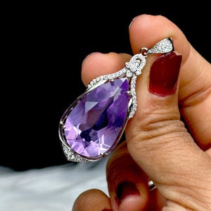 Gemstone Grade Lavender Amethyst Sterling Silver Pendant - Handcrafted Healing Crystal Jewelry