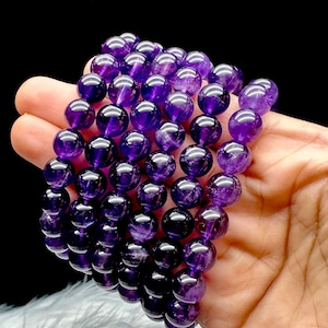 Genuine Amethyst Crystal Healing Stretch Bracelet - 8.2mm Beads, Top-Quality Elegance