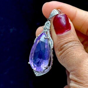 Gemstone Grade Lavender Amethyst Sterling Silver Pendant - Handcrafted Healing Crystal Jewelry