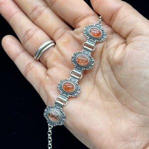 Sunstone Crystal Sterling Silver Bracelet - Radiance and Elegance - Handcrafted Gemstone Jewelry