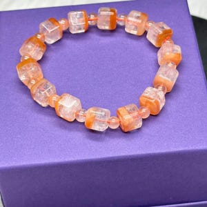 Natural Red Rabbit Hair Crystal Quartz Beaded Bracelets,Jewelry Gift Bracelet