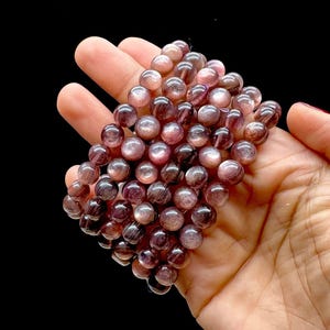 8mm Lepidolite Bracelet - Natural Purple Mica Gemstone Beads