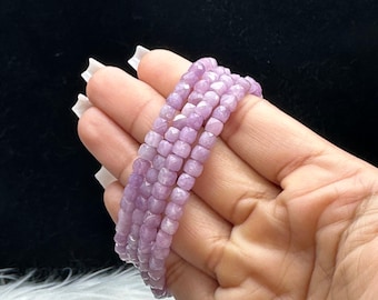 Faceted Kunzite Crystal Bracelet – 4mm High-Quality Beads, Elegant & Calming Energy