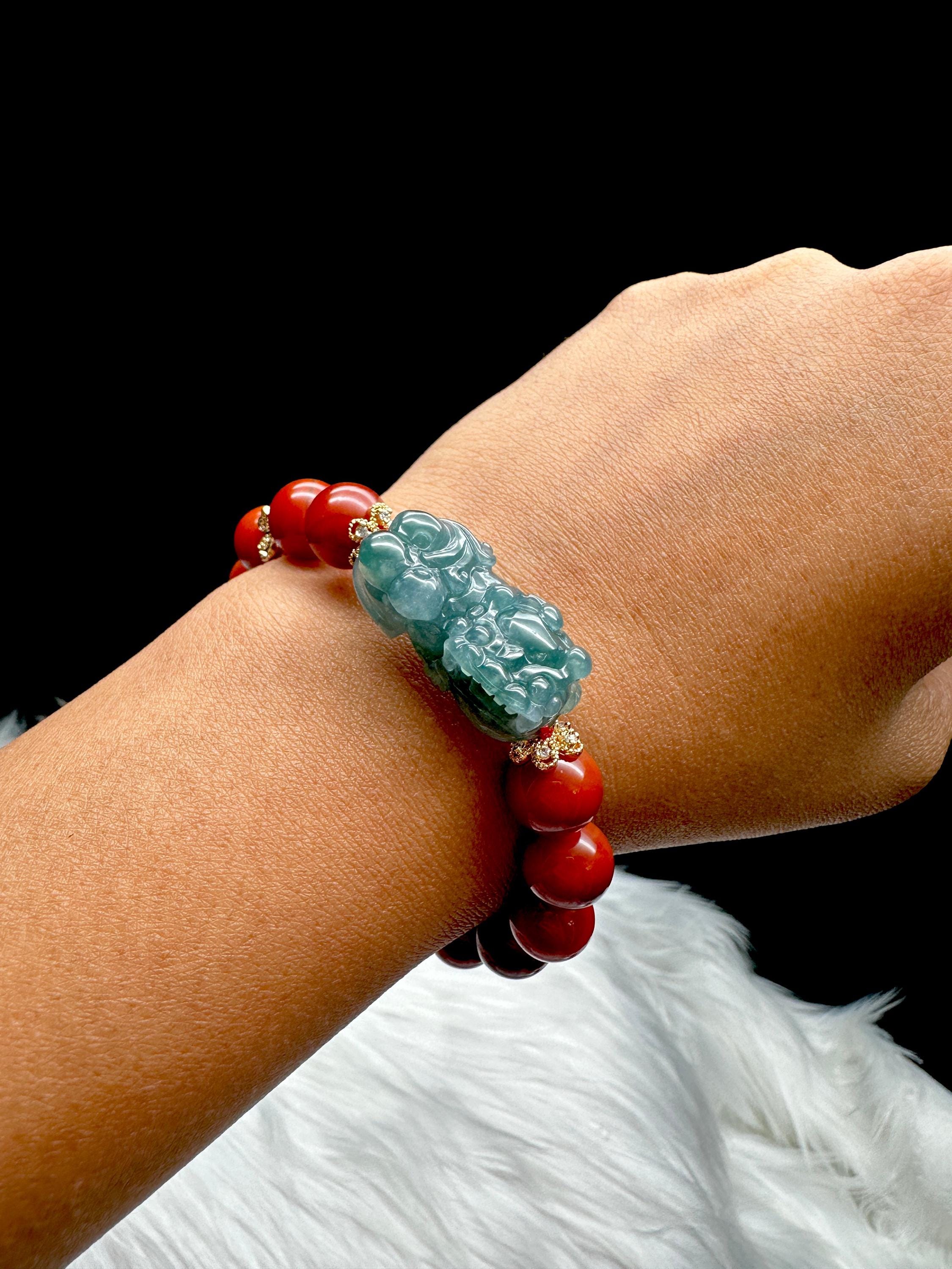 High-quality Red Jade Bracelet With Jade Pixiu – 10mm Beads