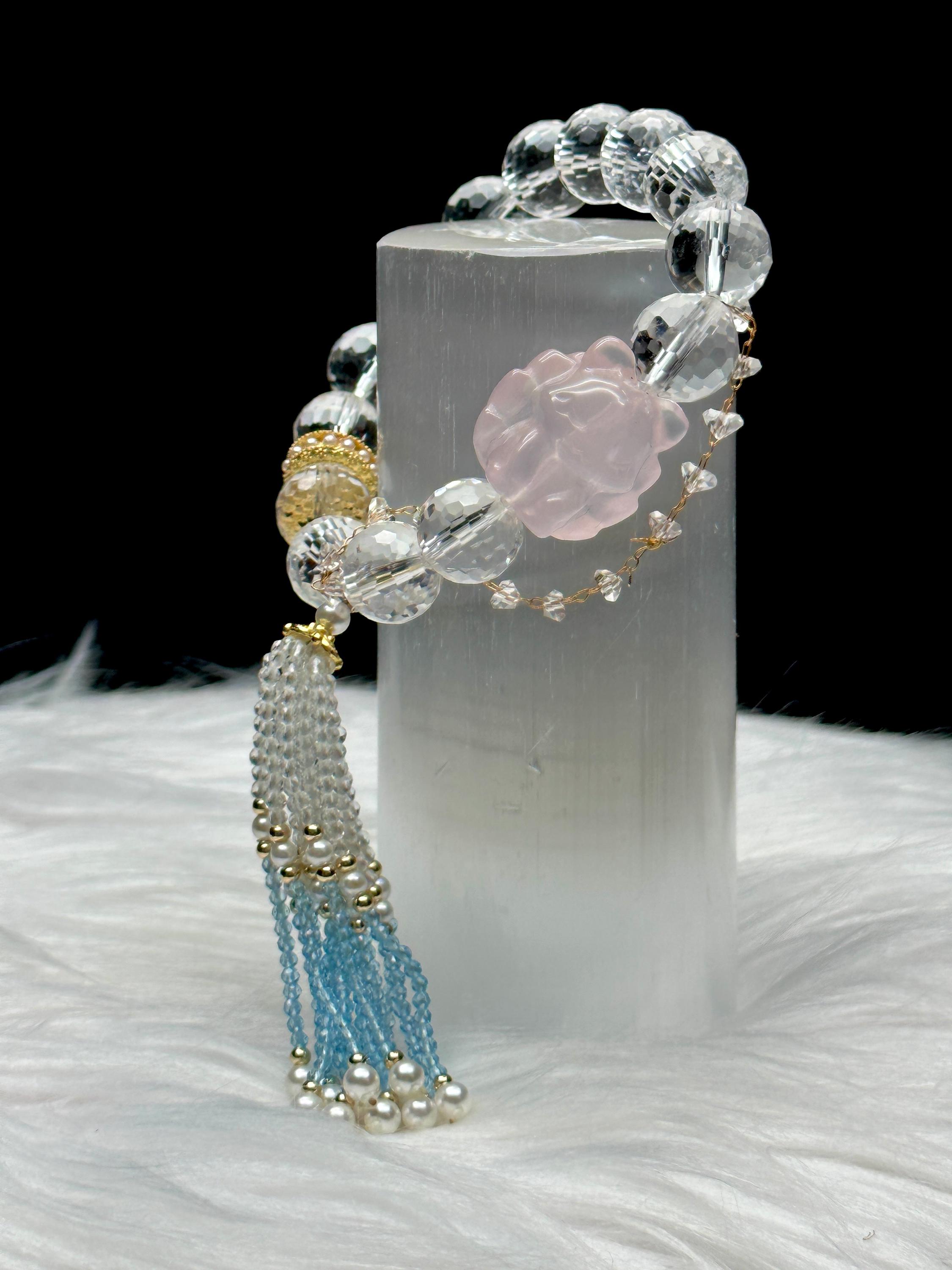 High-quality Clear Quartz Crystal Bracelet – Rose Quartz