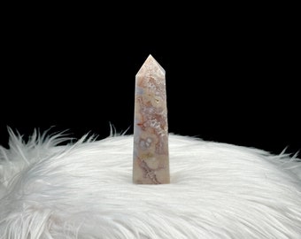 Pink Amethyst Flower Agate Crystal Point Tower - 191g, 4.3 inches