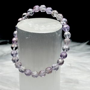 Premium Amethyst Crystal Bracelet with Stretchable Cord and Sparkly Bead