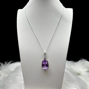 Gemstone Grade Lavender Amethyst Sterling Silver Pendant - Handcrafted Healing Crystal Jewelry