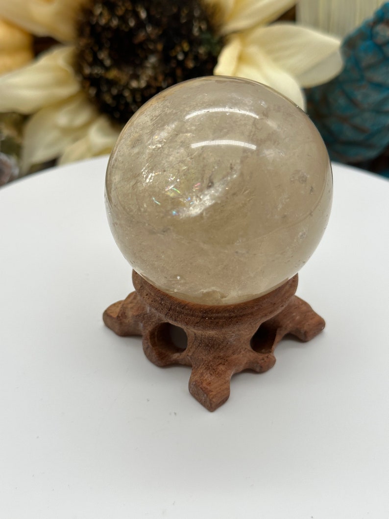Natural Citrine Sphere with rainbow from brazil image 3