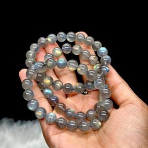 10mm Strong Blue Flash Labradorite Bracelet | Natural Throat Chakra Healing Crystal Jewelry